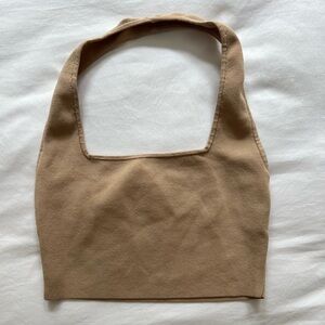 Tan XS The Drop Square Neck Cropped Halter Top NWOT